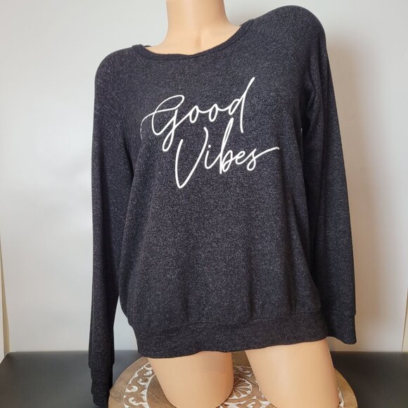 Buffalo David Bitton "Good Vibes" Charcoal Heather Long Sleeve Soft Pullover - Picture 6 of 13